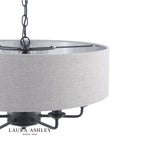 Laura Ashley Sorrento 6 Light Shadelier Matt Black With Natural Shade