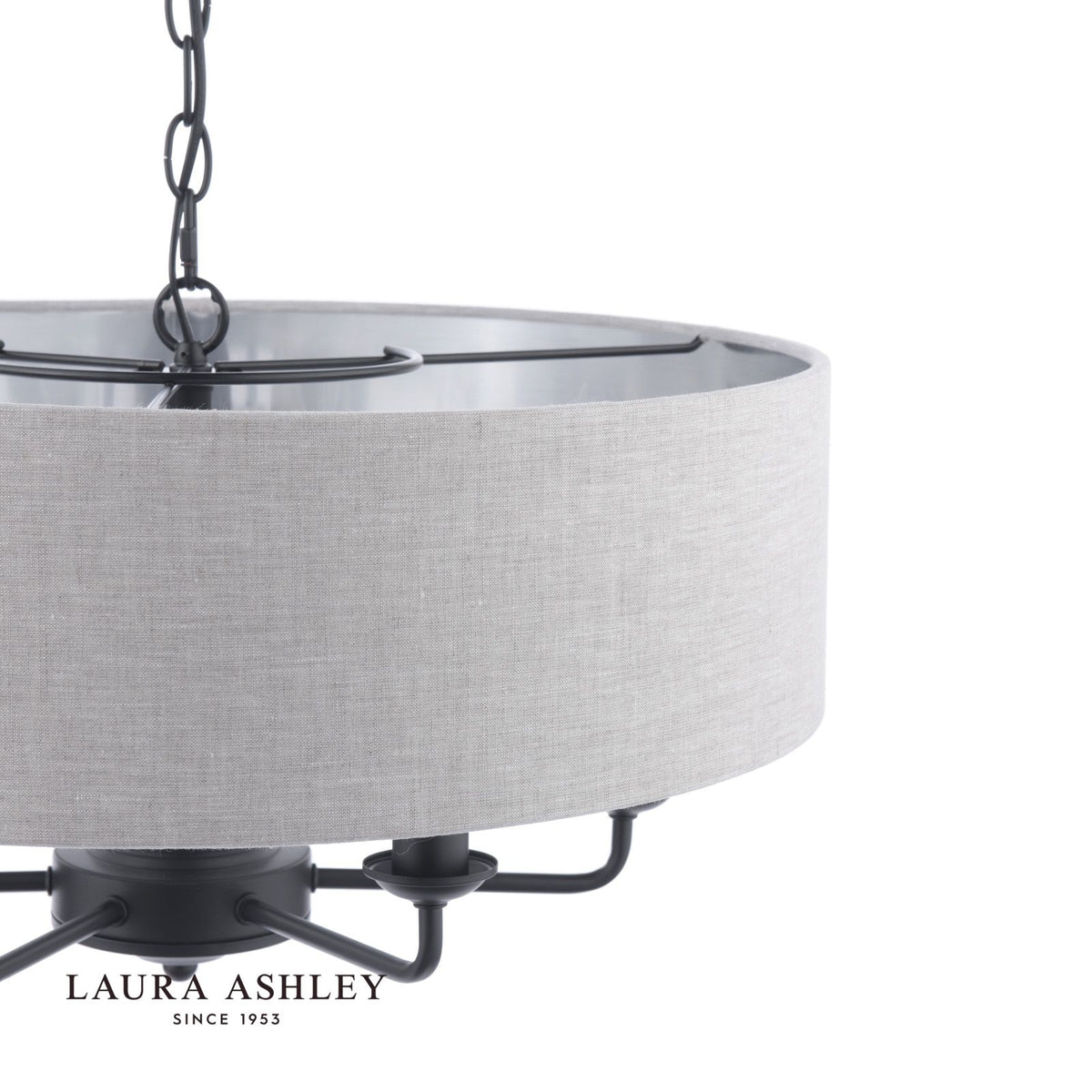 Laura Ashley Sorrento 6 Light Shadelier Matt Black With Natural Shade