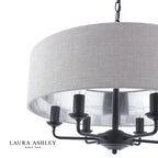 Laura Ashley Sorrento 6 Light Shadelier Matt Black With Natural Shade