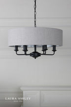 Laura Ashley Sorrento 6 Light Shadelier Matt Black With Natural Shade