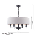 Laura Ashley Sorrento 6 Light Shadelier Matt Black With Natural Shade
