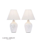 Laura Ashley Pussywillow Table Lamp Cream Ceramic With Shade (Twin Pack)