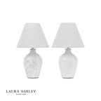 Laura Ashley Pussywillow Table Lamp Cream Ceramic With Shade (Twin Pack)