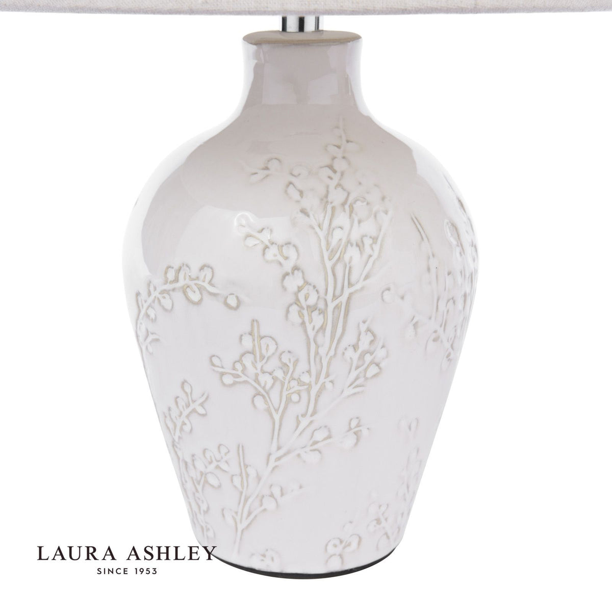 Laura Ashley Pussywillow Table Lamp Cream Ceramic With Shade (Twin Pack)