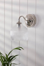Laura Ashley Charissa Bathroom Wall Light Polished Chrome and Ribbed Glass IP44