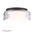 Laura Ashley Charissa Bathroom Ceiling Light Matt Black and Ribbed Glass IP44
