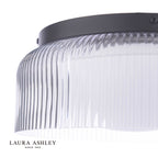 Laura Ashley Charissa Bathroom Ceiling Light Matt Black and Ribbed Glass IP44