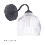 Laura Ashley Charissa Bathroom Wall Light Matt Black and Ribbed Glass IP44