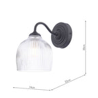 Laura Ashley Charissa Bathroom Wall Light Matt Black and Ribbed Glass IP44