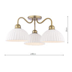 Laura Ashley Durford 3 Light Semi-Flush Matt Antique Brass and White Ceramic