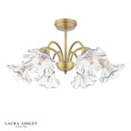 Laura Ashley Kerswell 6 Light Semi-Flush Matt Antique Brass and Glass