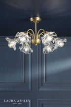 Laura Ashley Kerswell 6 Light Semi-Flush Matt Antique Brass and Glass