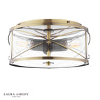 Laura Ashley Beckworth 3 Light Flush Antique Brass and Glass