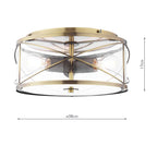 Laura Ashley Beckworth 3 Light Flush Antique Brass and Glass