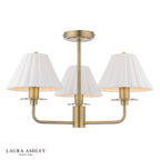 Laura Ashley Mixbury 3 Light Semi-Flush Matt Antique Brass and White Ceramic