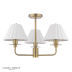 Laura Ashley Mixbury 3 Light Semi-Flush Matt Antique Brass and White Ceramic