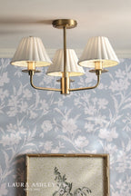 Laura Ashley Mixbury 3 Light Semi-Flush Matt Antique Brass and White Ceramic