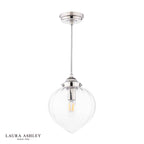 Laura Ashley Whitham Pendant Polished Nickel and Ribbed Glass