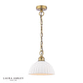 Laura Ashley Durford Small Pendant Matt Antique Brass and White
