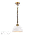 Laura Ashley Durford Small Pendant Matt Antique Brass and White
