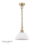 Laura Ashley Durford Small Pendant Matt Antique Brass and White