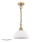 Laura Ashley Durford Small Pendant Matt Antique Brass and White