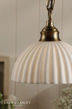 Laura Ashley Durford Small Pendant Matt Antique Brass and White