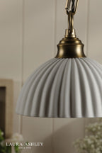 Laura Ashley Durford Small Pendant Matt Antique Brass and White