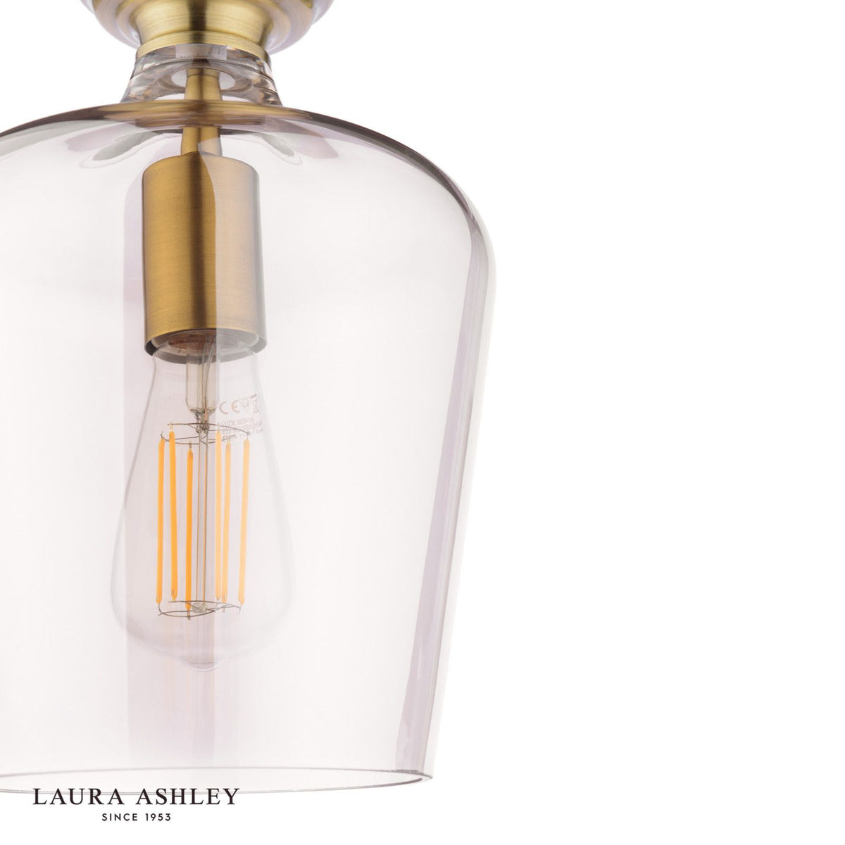 Laura Ashley Ockley Semi-Flush Antique Brass and Champagne Glass
