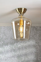 Laura Ashley Ockley Semi-Flush Antique Brass and Champagne Glass
