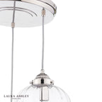 Laura Ashley Whitham 3 Light Cluster Pendant Polished Nickel and Ribbed Glass