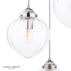 Laura Ashley Whitham 3 Light Cluster Pendant Polished Nickel and Ribbed Glass
