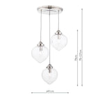 Laura Ashley Whitham 3 Light Cluster Pendant Polished Nickel and Ribbed Glass