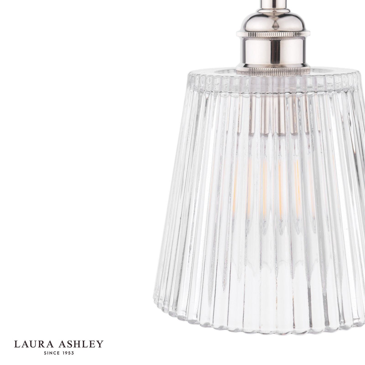 Laura Ashley Callaghan Pendant Polished Nickel and Ribbed Glass