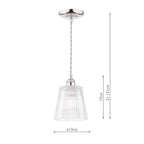 Laura Ashley Callaghan Pendant Polished Nickel and Ribbed Glass