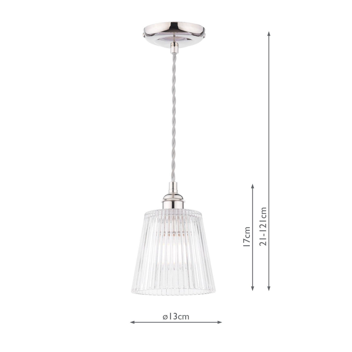 Laura Ashley Callaghan Pendant Polished Nickel and Ribbed Glass