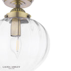 Laura Ashley Whitham Bathroom Ceiling Light Antique Brass and Ribbed Glass IP44