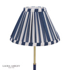 Laura Ashley Denwick Table Lamp Matt Antique Brass and Satin Blue With Shade