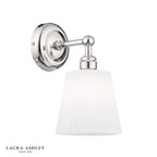 Laura Ashley Callaghan Bathroom Wall Light Polished Nickel and White Ribbed Glass IP44