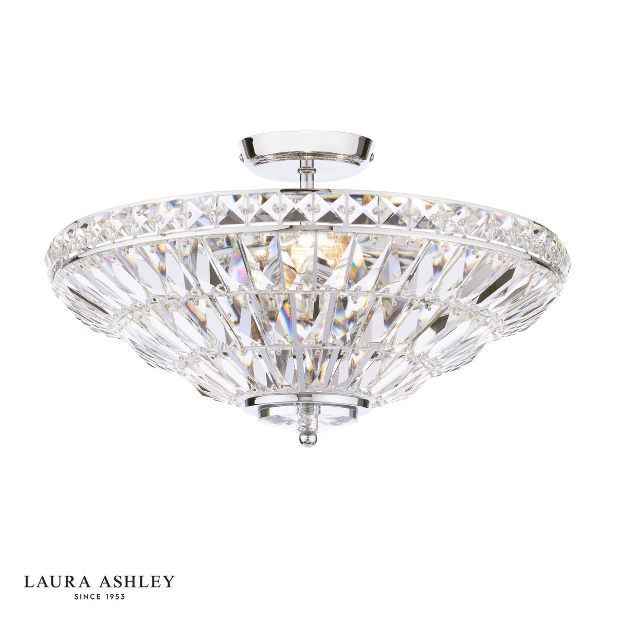 Laura Ashley Vienna 3 Light Semi-Flush Crystal and Polished Chrome