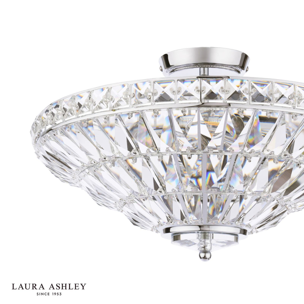 Laura Ashley Vienna 3 Light Semi-Flush Crystal and Polished Chrome