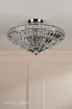 Laura Ashley Vienna 3 Light Semi-Flush Crystal and Polished Chrome