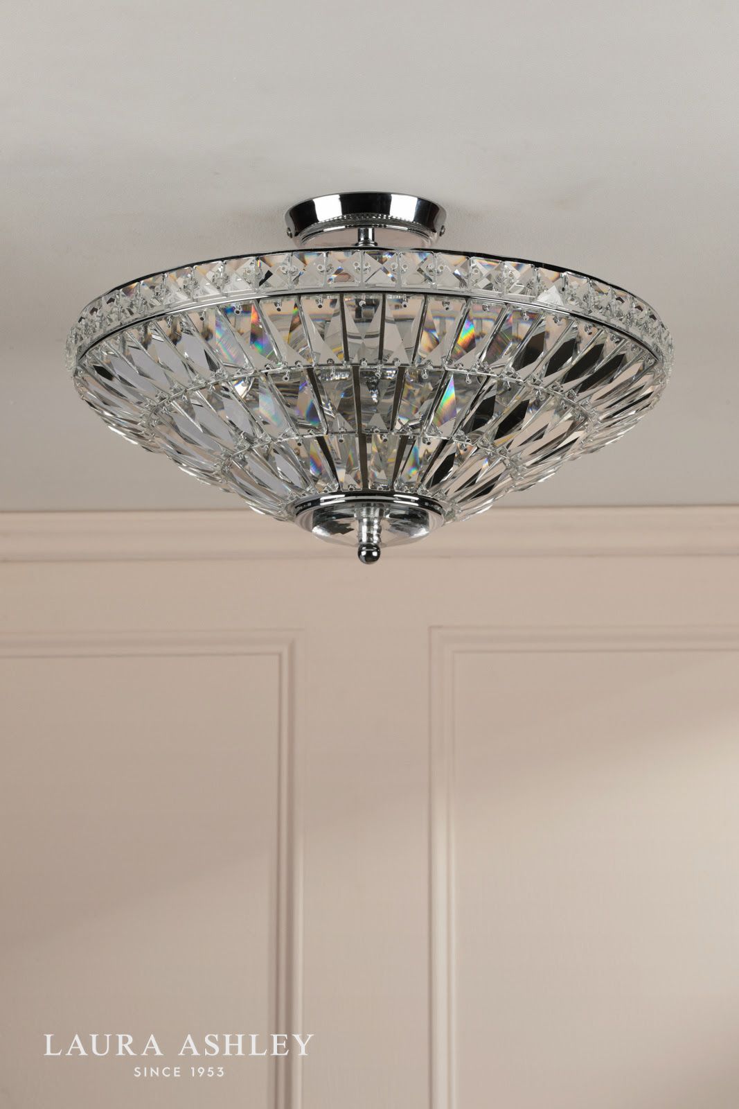 Laura Ashley Vienna 3 Light Semi-Flush Crystal and Polished Chrome
