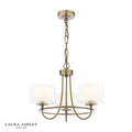 Laura Ashley Southwell 3 Light Armed Pendant Antique Brass and Opal Glass