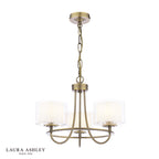 Laura Ashley Southwell 3 Light Armed Pendant Antique Brass and Opal Glass