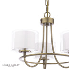 Laura Ashley Southwell 3 Light Armed Pendant Antique Brass and Opal Glass