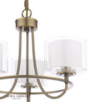 Laura Ashley Southwell 3 Light Armed Pendant Antique Brass and Opal Glass