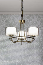 Laura Ashley Southwell 3 Light Armed Pendant Antique Brass and Opal Glass