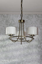 Laura Ashley Southwell 3 Light Armed Pendant Antique Brass and Opal Glass