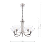 Laura Ashley Wellham 5 Light Armed Pendant Polished Nickel and Ribbed Glass